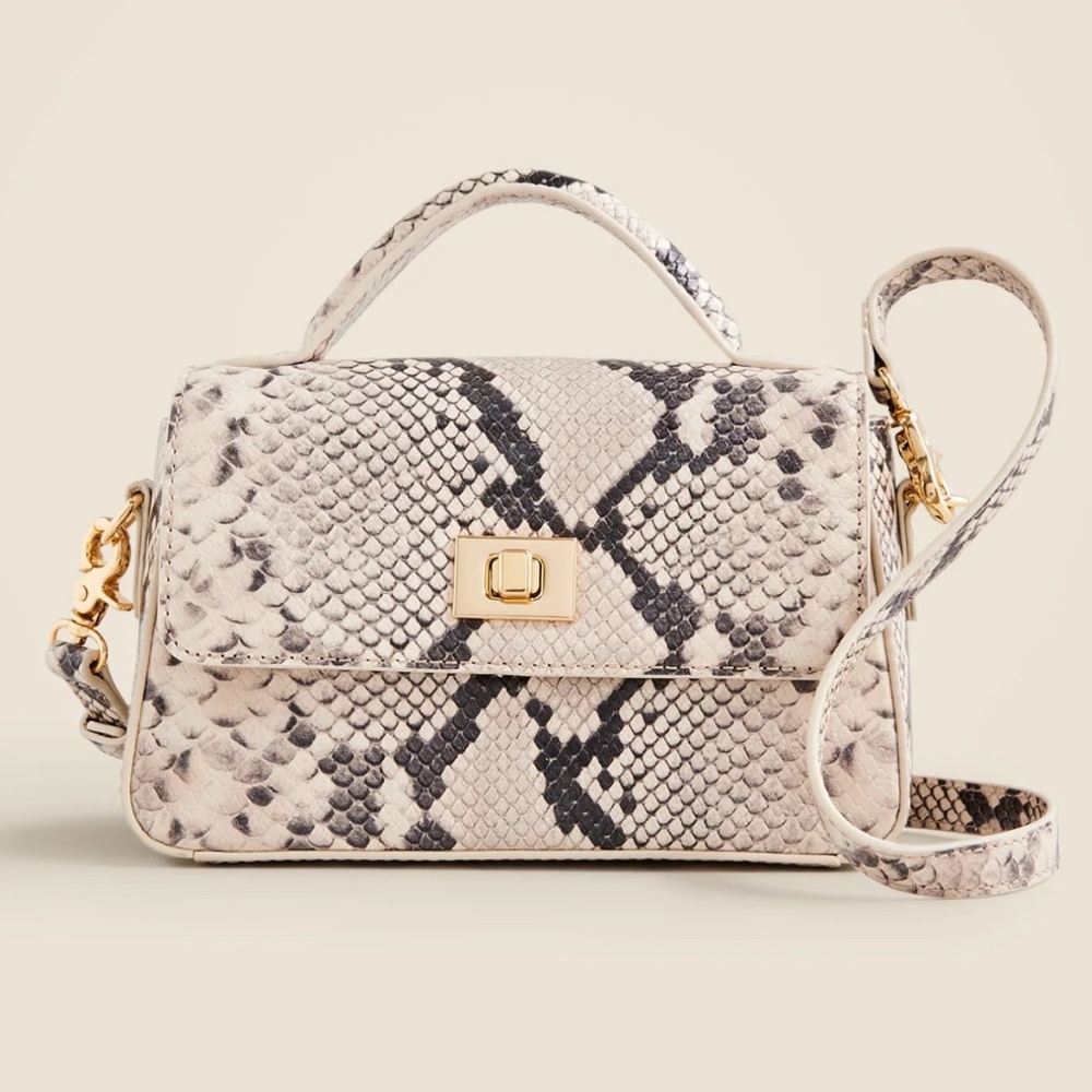 J.Crew Small Edie Snake-embossed leather